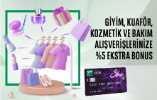 She Card’a Özel Giyim, Kuaför, Kozmetik ve Bakım Alışverişlerinize %5 Ekstra Bonus