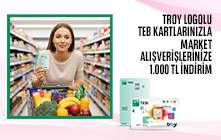 Bireysel TROY Logolu Kartlara Özel Market Harcamalarınıza 1.000 TL'ye Varan İndirim!