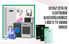 Beyaz Eşya ve Elektronik Alışverişinize 1.400 TL'ye Varan Bonus! 