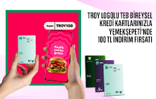 TROY Logolu TEB Bireysel Kredi Kartlarınız ile Hafta Sonları Yemeksepeti'nde 100 TL İndirim!