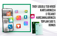 TROY Logolu TEB Kredi Kartlarınız ile Yapacağınız E-Ticaret Harcamalarınıza Toplam 500 TL Bonus!