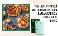 TROY Kartlara Özel Restoran Harcamalarınıza Toplam 300 TL Bonus!