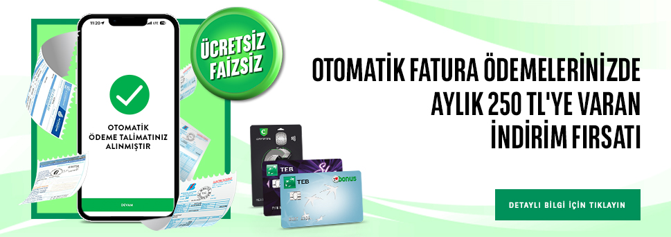 Otomatik Fatura Ödeme Talimatlarınıza %20 İndirim