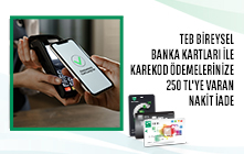 TEB Bireysel Banka Kartlarınızla Karekod Harcamalarınıza Özel Toplam 250 TL Nakit İade!