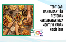 TEB Ticari Banka Kartı ile Restoran Harcamalarınıza Toplam 400 TL Nakit İade!