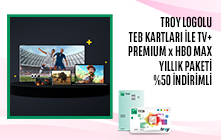 TROY Logolu TEB Kartla TV+ Premium Yıllık Paketi %50 İndirimli!