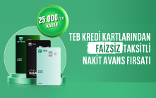 Yeni Kredi Kartı Müşterilerine Özel Faizsiz Taksitli Nakit Avans Fırsatı TEB'de!