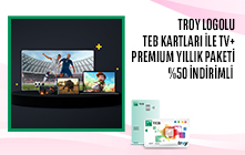 TROY Logolu TEB Kartla TV+ Premium Yıllık Paketi %50 indirimli!