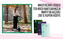 Mastercard Logolu TEB Kredi Kartlarınızla Martı'da Geçerli 200 TL Kupon Hediye 