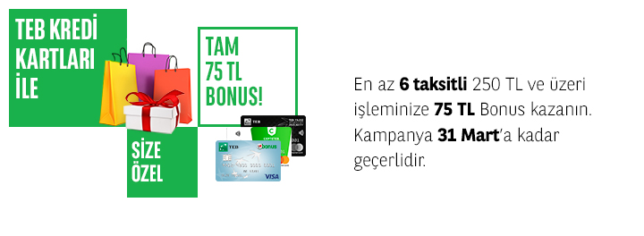 TEB Kredi Kartınızdan Size Özel Tam 75 TL Bonus